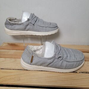 Hey Dude Linen Grey Wendy Youth Shoes - Size Y2 - L3